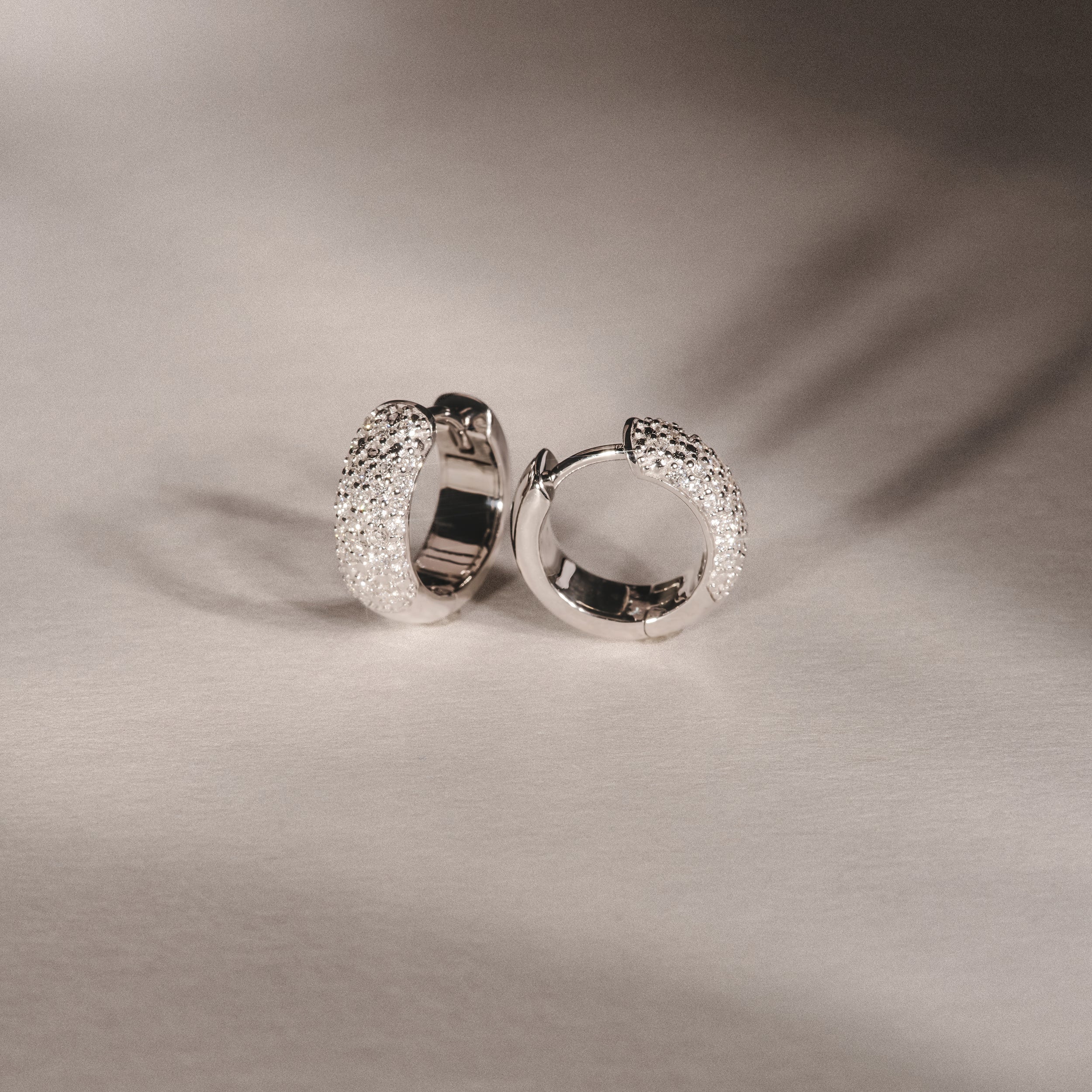 Micro Pave Huggies Lab Diamond Earrings 0.55ct in 925 Silver